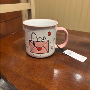 Peanuts be my valentine snoopy Pink and White Mug with Heart Design